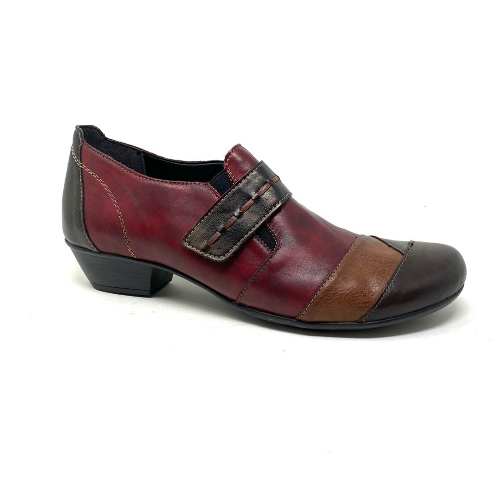 Remonte D7304 Red Combo Women’s Leather Block Heel Shoes Size 41 New in Box - Picture 2 of 8